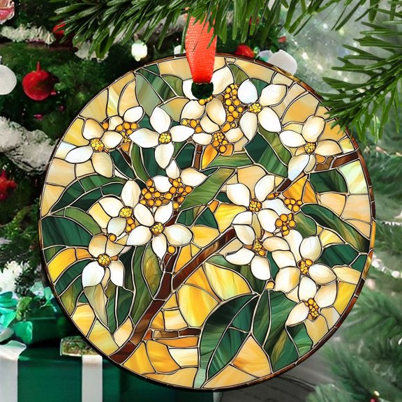 Ornament Window Hanging, Yellow White Green Flowers Suncatcher for Doors Window Home Plant Sun Catchers Decoration Mother's Day Birthday Gifts for Women, Men, and Mom, 2025,
