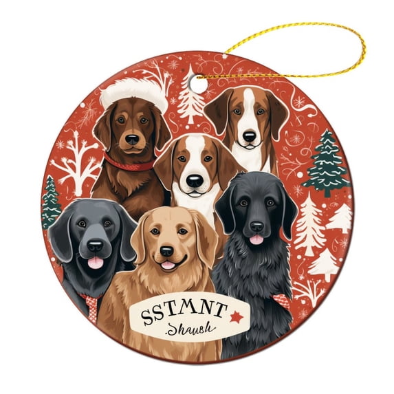Ornament Xmas Lovely Dogs Double-Sided Printed 3" Ceramic Christmas Ornament Dog Family Christmas Christmas Tree Ceramic Ornament Decoration for Woman Friend Birthday