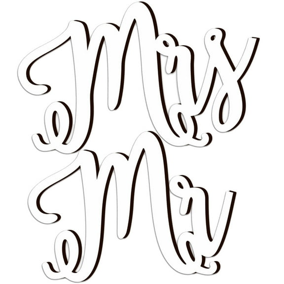 ifundom 1Set Lightweight White Wooden Mrs and Mrs Wedding Hanging Decoration