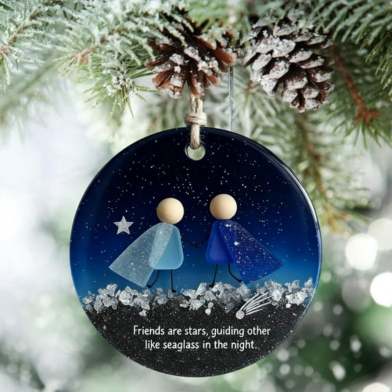 Ornament for Christmas Tree Sea Glass Gifts, Seaglass Pendent Christmas Ornaments Unique, Christmas Pendant Sea Glass Family Ornaments