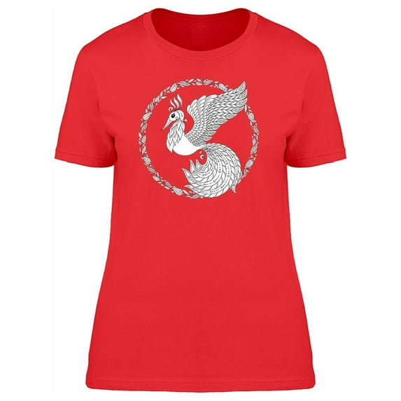 Ornamental Bird In A Leafy Frame T-Shirt Women -Image by Shutterstock, Female Medium