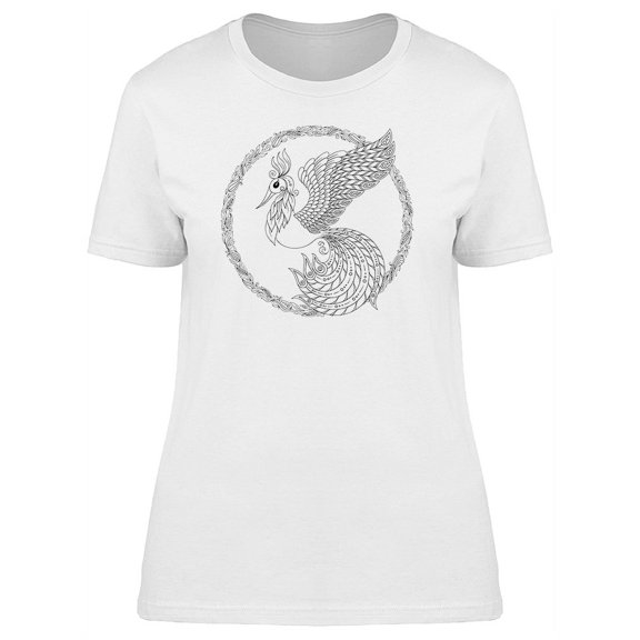 Ornamental Bird In A Leafy Frame T-Shirt Women -Image by Shutterstock, Female x-Large