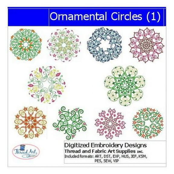 Ornamental Circles Embroidery Designs - All Popular Formats Included - Loaded on USB Stick