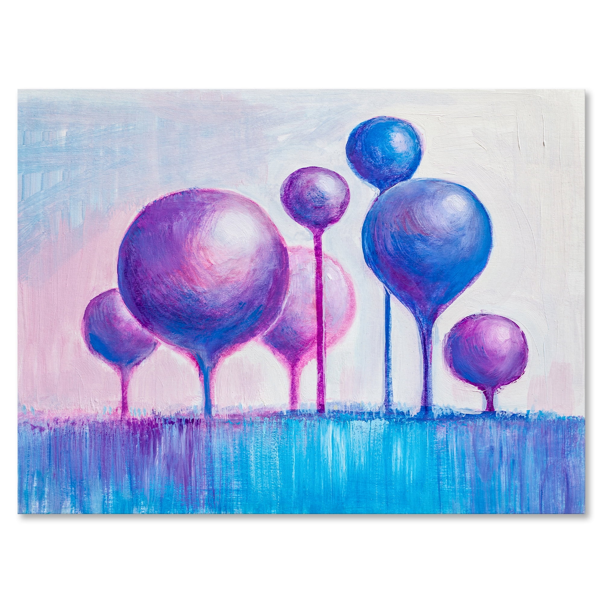 Ornamental Colourful Trees I 40 in x 30 in Painting Canvas Art Print, by Designart