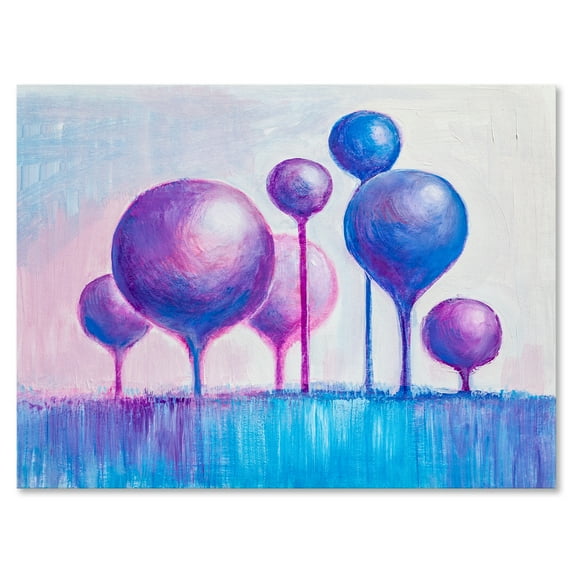 Ornamental Colourful Trees I 40 in x 30 in Painting Canvas Art Print, by Designart