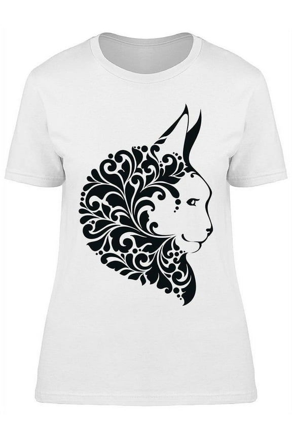 Ornamental Decorative Cat Face T-Shirt Women -Image by Shutterstock, Female Large