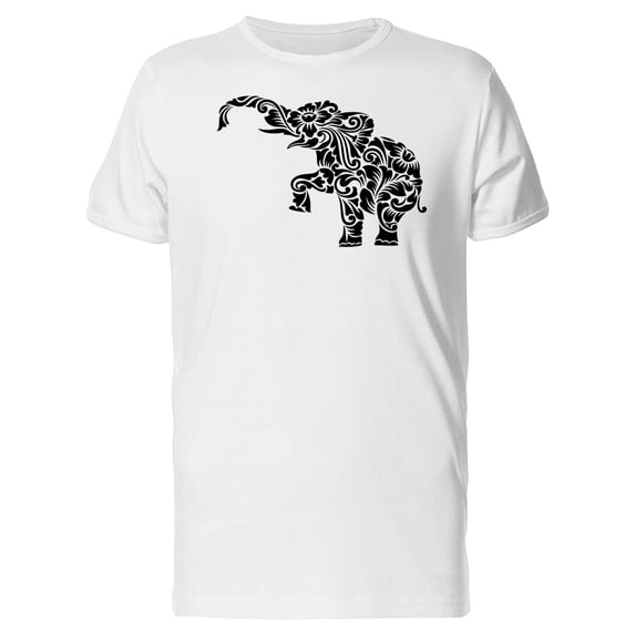 Ornamental Elephant Silhouette T-Shirt Men -Image by Shutterstock, Male Small