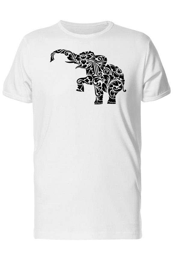 Ornamental Elephant Silhouette T-Shirt Men -Image by Shutterstock, Male Small