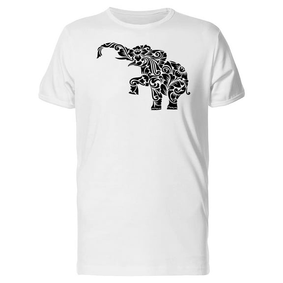 Ornamental Elephant Silhouette T-Shirt Men -Image by Shutterstock, Male x-Large
