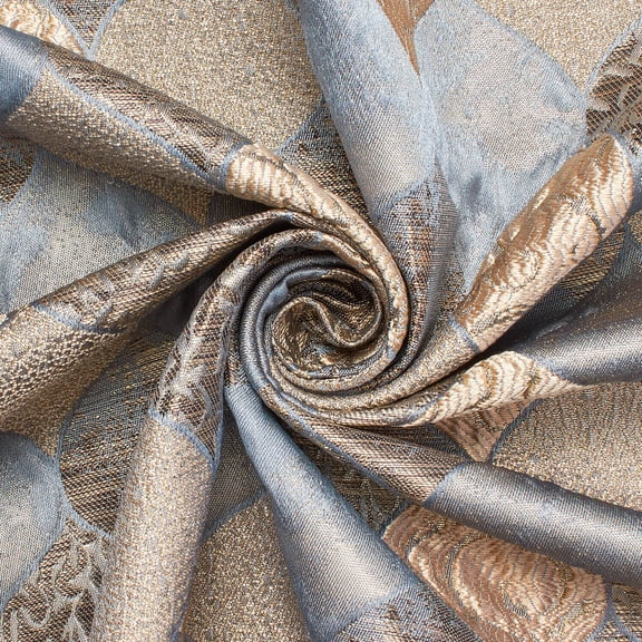 Ornamental Extra Wide Metallic 110" Heavyweight Upholstery Jacquard Polyester Fabric By The Yard (Light Blue, 5 Yards)