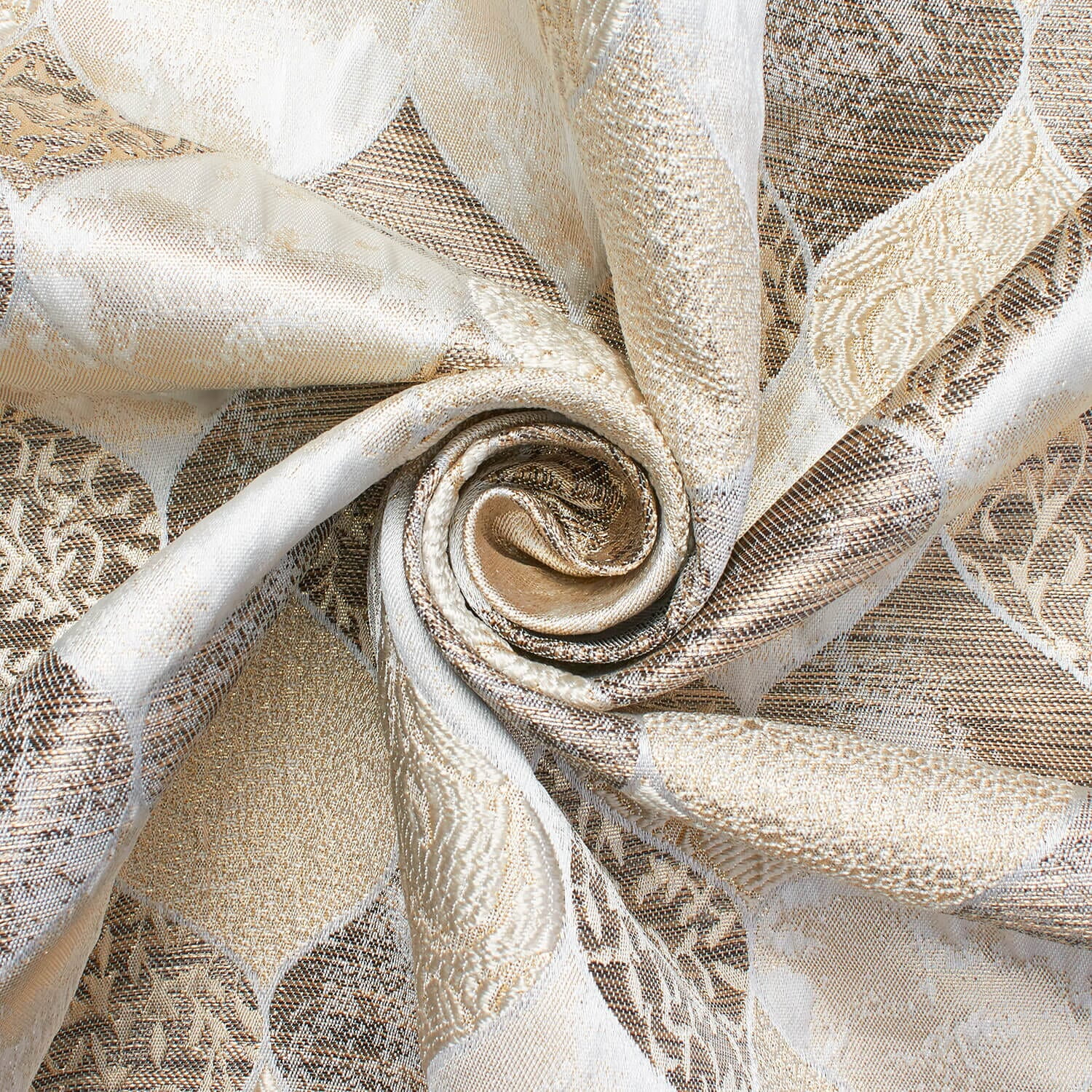 Ornamental Extra Wide Metallic 110" Heavyweight Upholstery Jacquard Polyester Fabric By The Yard (Tan, 5 Yards)