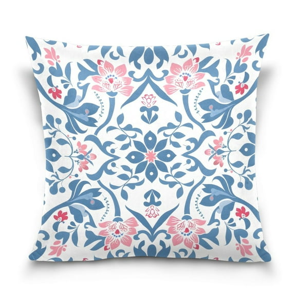Ornamental Floral Throw Pillow Covers Couch Pillowcases Decor for Bed Sofa 18" x 18"