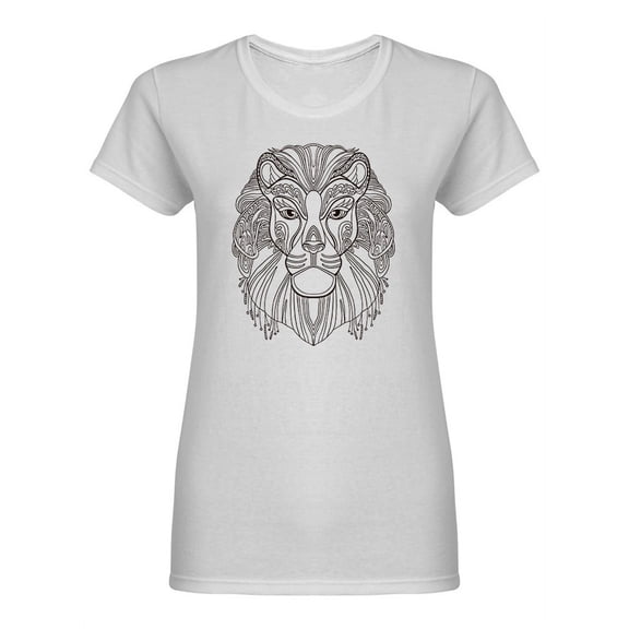 Ornamental Lion Head Design Shaped T-Shirt Women -Image by Shutterstock, Female Small