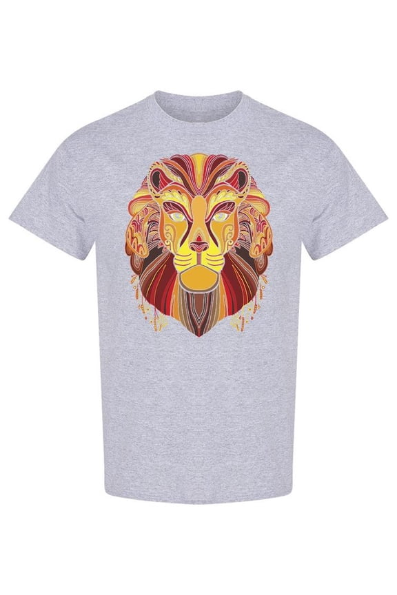 Ornamental Lion Head Graphic T-Shirt Men -Image by Shutterstock, Male Small