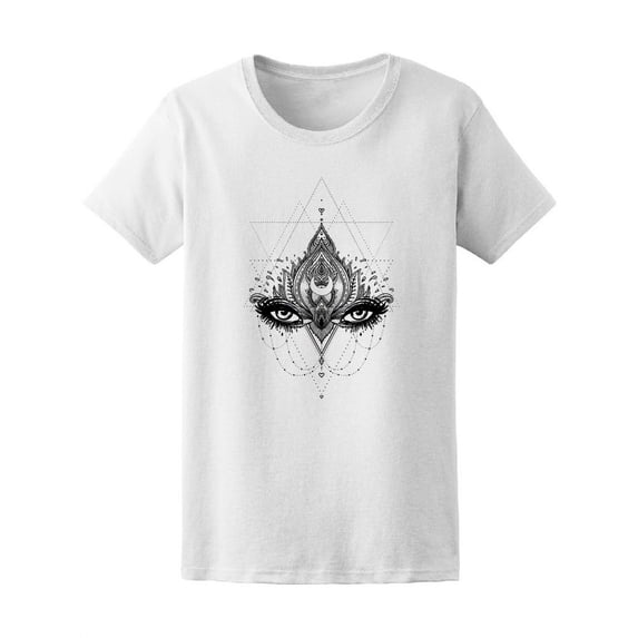 Ornamental Lotus Flower Eyes T-Shirt Women -Image by Shutterstock, Female Medium