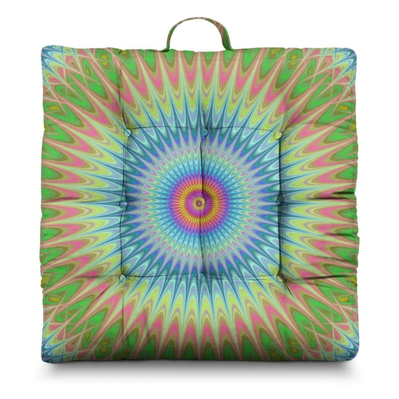 Ornamental Mandala Floor Pillow – 22 Inch Large Square Cushion, Vintage Ethnic Print, Plush for Meditation & Hip Relief