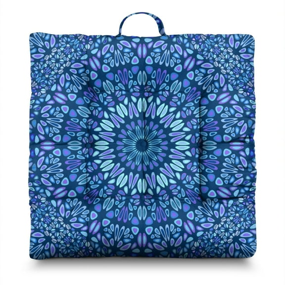 Ornamental Mandala Floor Pillow&nbsp;– 22 Inch Large Square Cushion, Vintage Ethnic Print, Plush for Meditation & Hip Relief