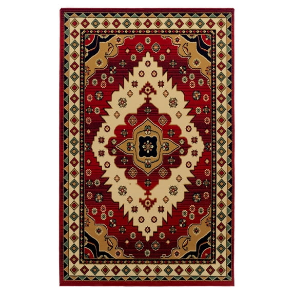Ornamental Medallion Southwestern Ultra-Soft Indoor Area Rug or Runner, 3' x 5', Red by Blue Nile Mills