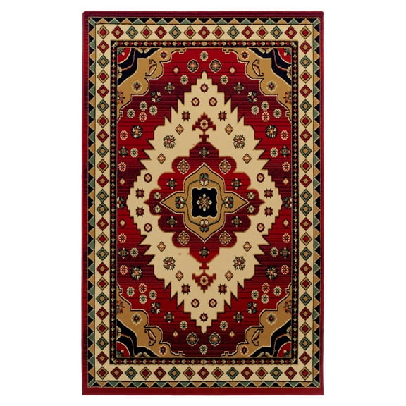 Ornamental Medallion Southwestern Ultra-Soft Indoor Area Rug or Runner, 6' x 9', Red by Blue Nile Mills