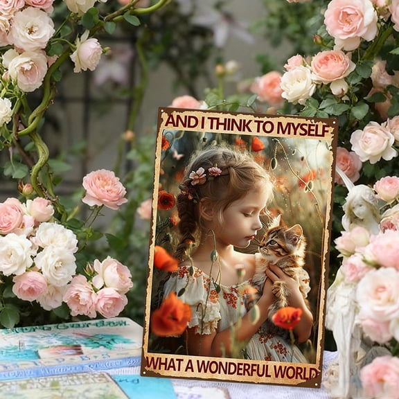 Ornamental Metal Wall Art Decor, Rust-Resistant Iron Sheet Hanging for Indoor and Outdoor Use, Easy Install Retro Painting for Bedroom and Door(A)