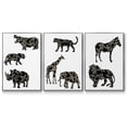 thumbnail image 1 of Ornamental Safari Animals I - Framed Premium Gallery Wrapped Canvas L Frame 3 Piece Set - Ready to Hang, 1 of 9