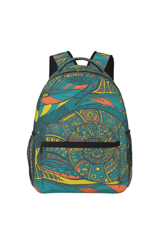 Ornamental Snails Abstract Snail Backpack Casual College Bag Zipper Laptop Daypack Hiking Rucksack Travel