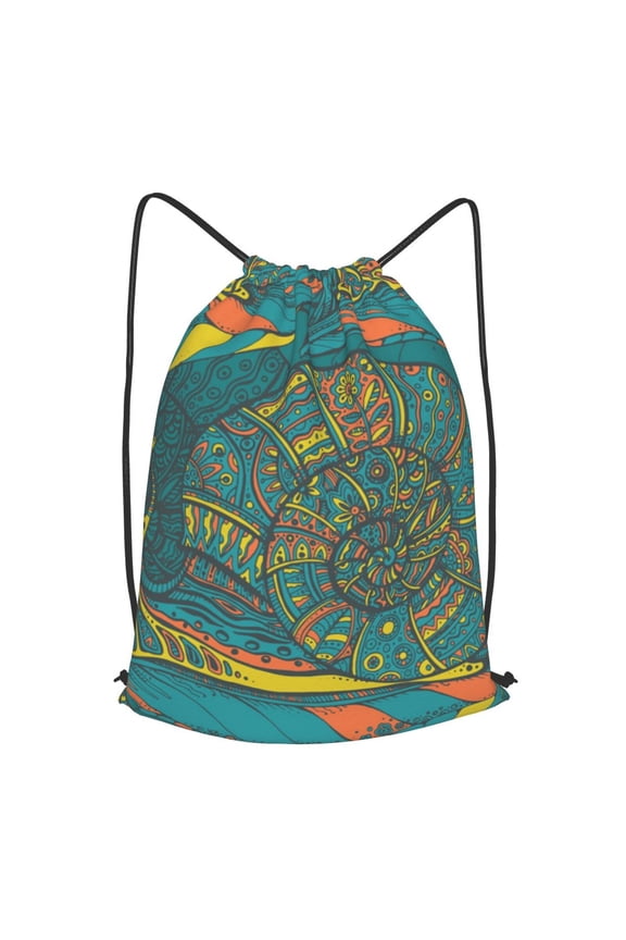 Ornamental Snails Abstract Snail Drawstring Backpack Gym String Bag Sports Sackpack Cinch Sack, Small