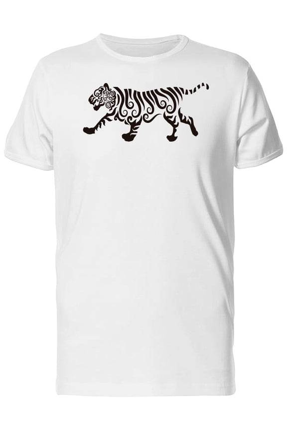 Ornamental Tiger Silhouette T-Shirt Men -Image by Shutterstock, Male Large