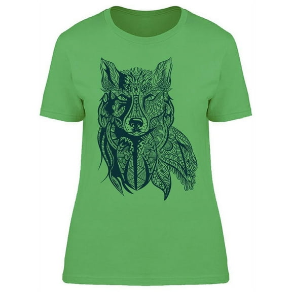 Ornamental Vintage Wolf T-Shirt Women -Image by Shutterstock, Female XX-Large