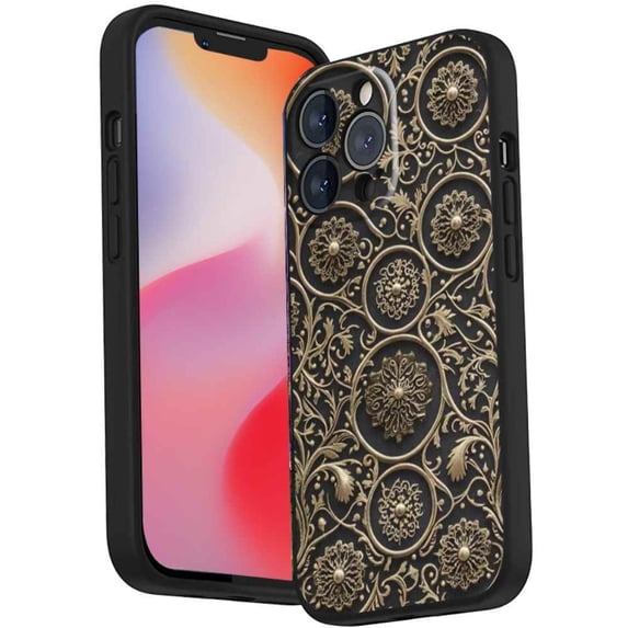 Ornamental-vintage-metallic-0-3 Phone Case, Degined for iPhone 14 Pro Max Case Men Women, Flexible Silicone Shockproof Case for iPhone 14 Pro Max