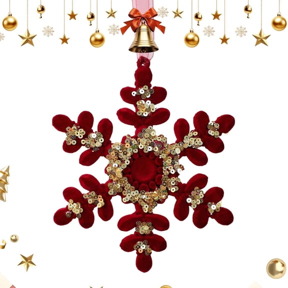 Ornaments for Christmas Tree Burgundy Decorative Flocked Elk Pendant, Winter Tree Charm Home Decor for Indoor Outdoor Living Room Office Window Door Wall Party Holiday
