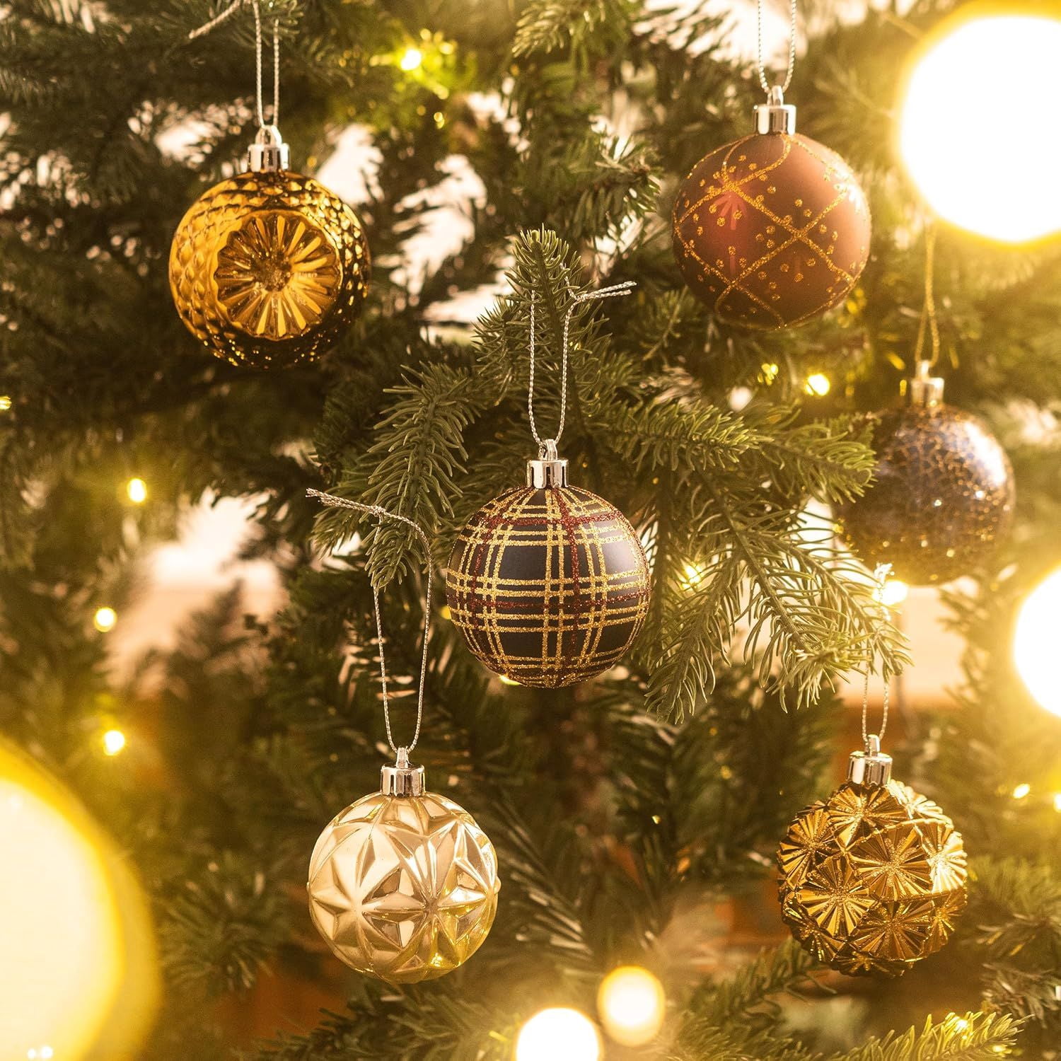 Ornaments for Christmas Trees, 16ct 2.36 Inches White and Silver Shatterproof Christmas Tree Decorations, Hanging Ball Ornaments for Xmas Holiday Party Decor