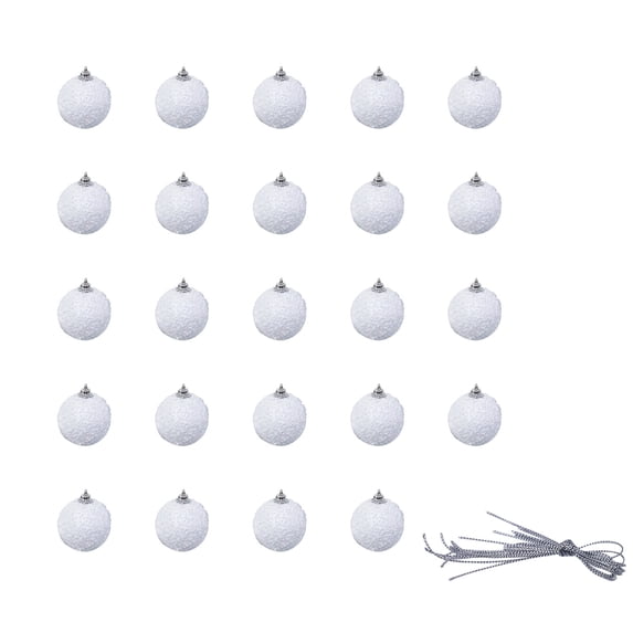Ornaments for Christmas Trees - Christmas Ornaments, Decorations for Christmas Tree, Set of 24 Shatterproof Bulbs with A Drawstring,White Balls for Decor Christmas Decorations