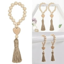 Ornaments Clearance! Original Wood Color Wood Beads String Valentine's Day Creative Rope Tassel Beaded Home Decoration Pendant Ornaments Valentines Day Decorations 1*Pendant