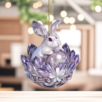 Ornaments Clearance! Purple Crystal Rabbit Acrylic Pendant Aa