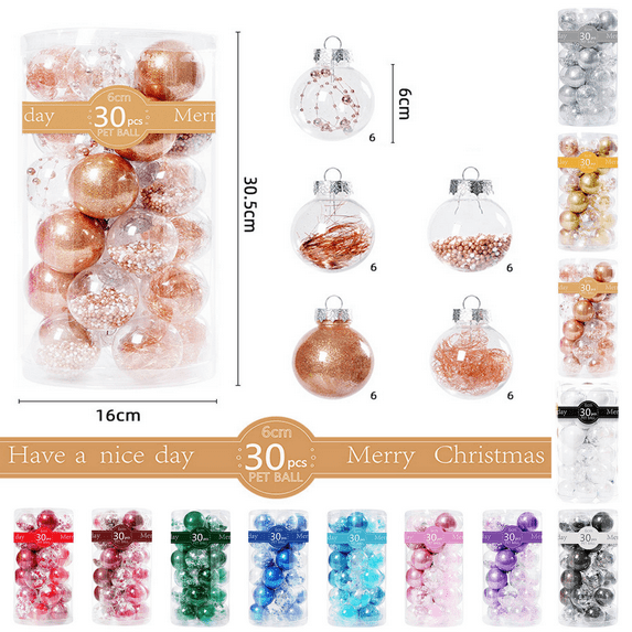 Ornaments For Crafts Cute Ornament 30PCS Christmas Ball Ornaments Christmas Tree Decoration Holiday Multiple Styles Ornaments For Christmas Trees Party Ball Decoration 6CM