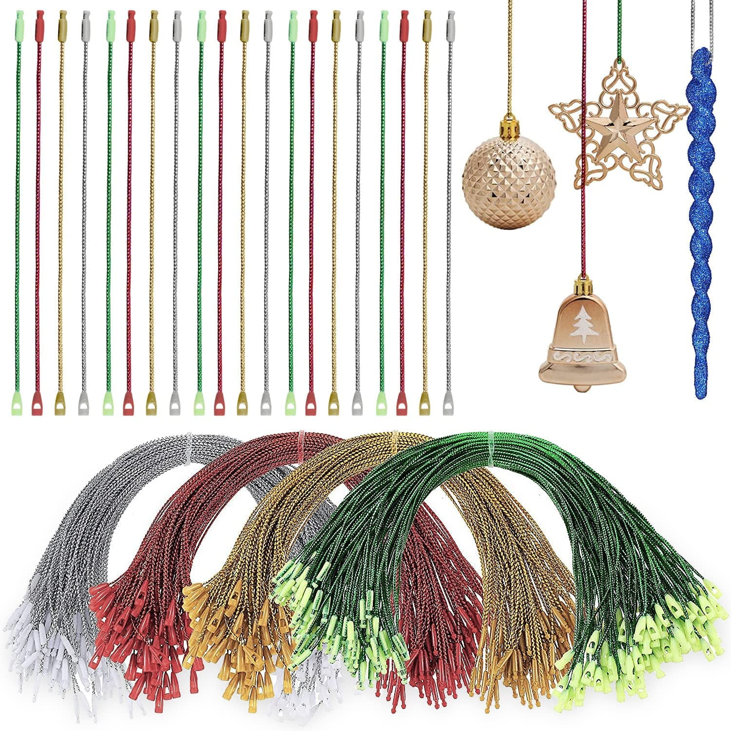 R'ND Toys Christmas Ornament Hooks – Christmas Tree Easy Snap Ribbon  Fastening Metallic Decorating String Hangers Hook Ornament Hooks for  Hanging