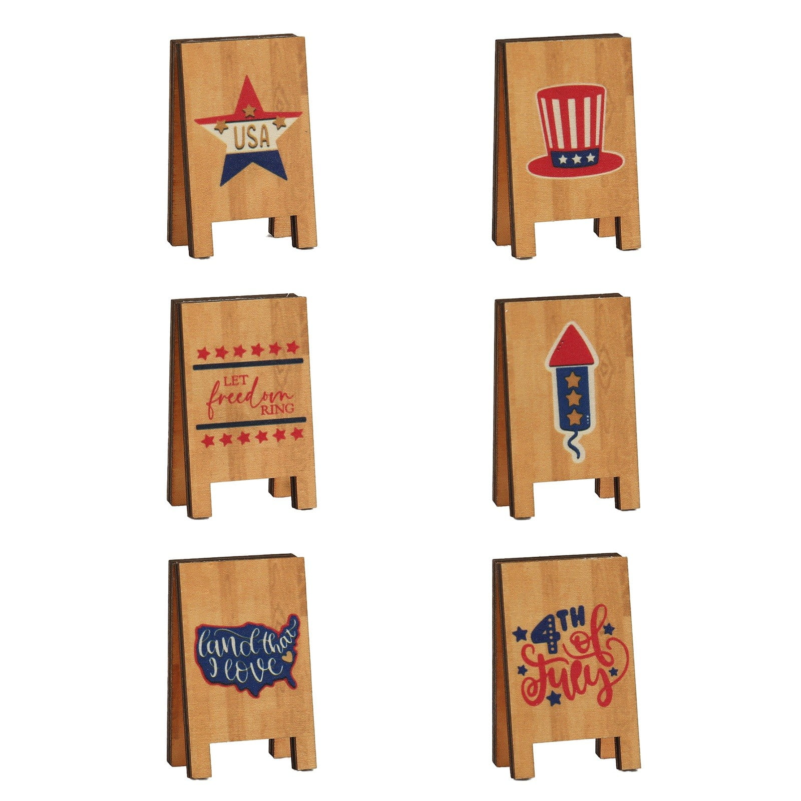 Ornaments Indoor&2024 Tiered Tray Decor Set Wood Patriotic Tiered Tray