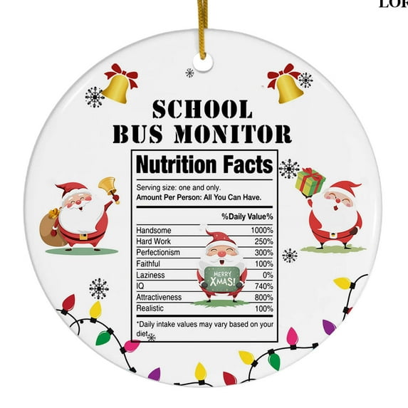 Ornaments Ornament Kits 2025,- School Bus Monitor Nutritional Fact Christmas Ornament 2025, School Bus Monitor Ornament, Christmas Keepsake, Christmas Decor, Ideas Gifts for Xmas