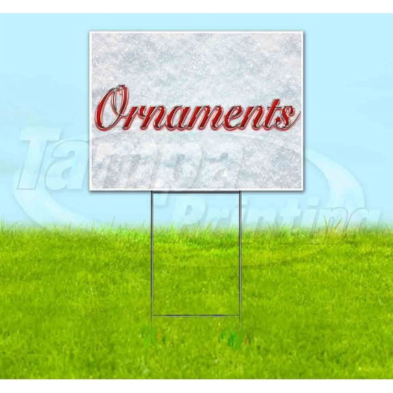Ornaments Red & Chrome (18" x 24") Yard Sign, Includes Metal Step Stake