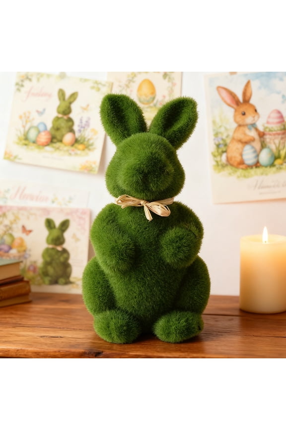 Ornaments, Simulated Short Plushs Mosses Easter Bunny Living Room Desktop Small Ornament Cute Decoration