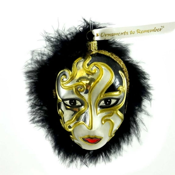 Ornaments To Remember PERSON MASK Blown Glass Mime Mardi Gras Phantom 19C2CLO100