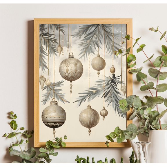 Ornaments Wall Art, Aesthetic Poster, Ornaments, Baubles Poster, Rustic Art Poster, Unframed Canvas Size 16x24