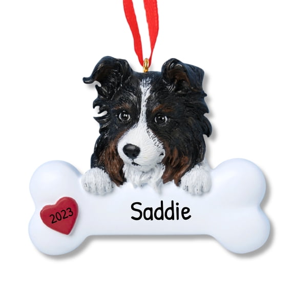 Ornaments by Elves Personalized Australian Shepherd Ornament Dog with Bone Christmas Decor .25lbs