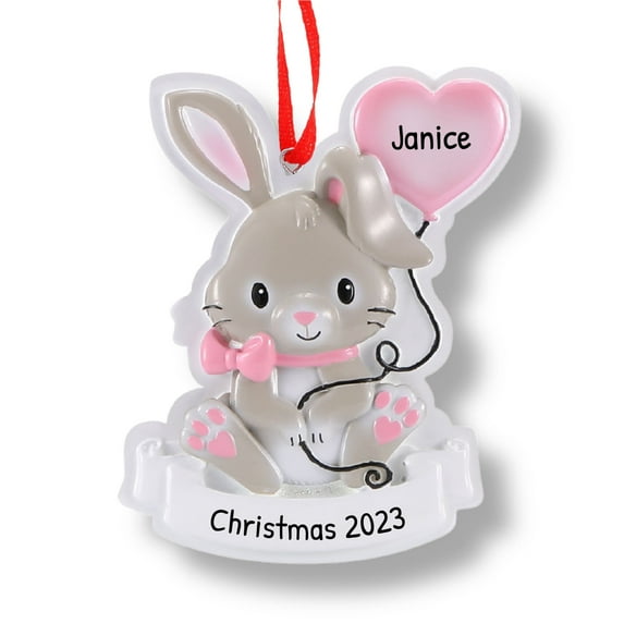 Ornaments by Elves Personalized Baby Girl Bunny First Christmas Ornament for Xmas Tree 2024