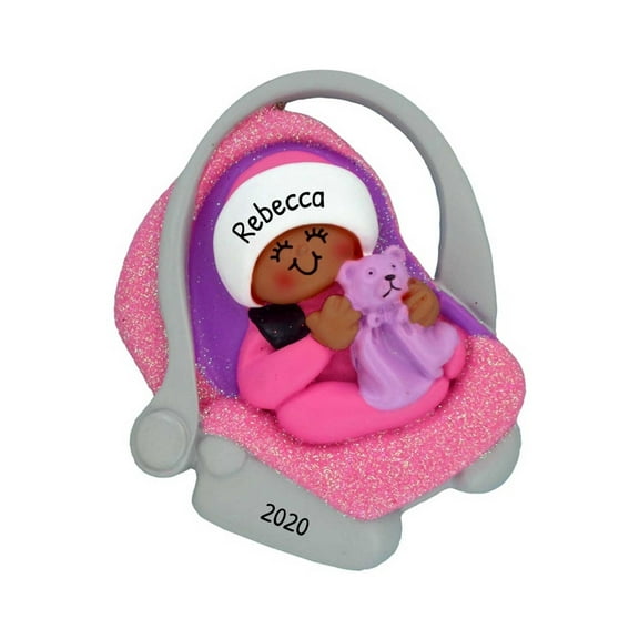 Ornaments by Elves Personalized Black Baby Girl Carrier Ornament Holiday Keepsake Christmas Decor