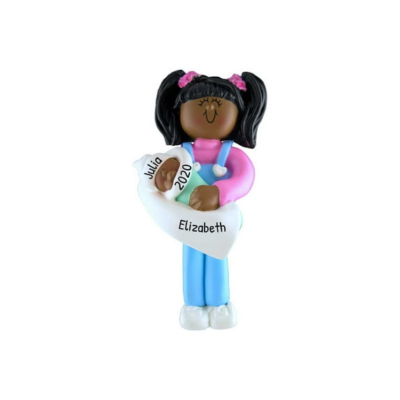 Ornaments by Elves Personalized Black Big Sister Baby Ornament Holiday Keepsake Decorations