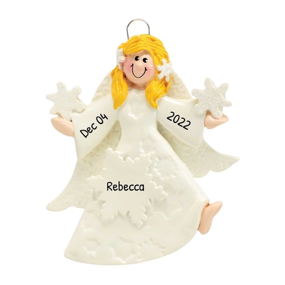 Ornaments by Elves Personalized Blonde Fairy Angel Christmas Tree Ornaments 2024 Holiday Decor .25lb
