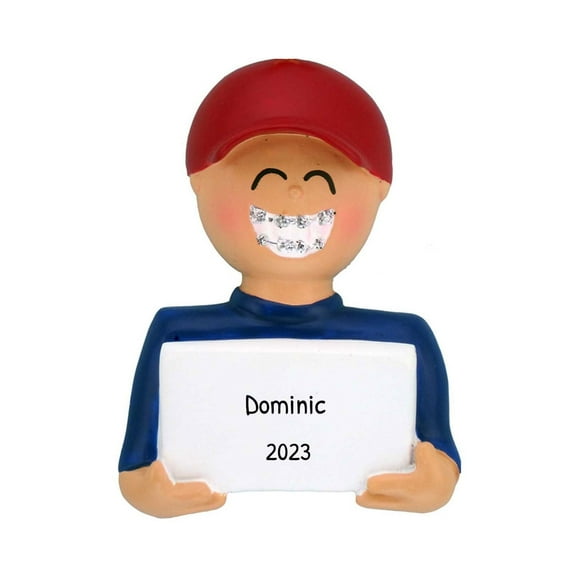 Personalized Dentist Ornament 2024 Male with Teeth Braces Ornament 1 Count - Ornaments by Elves