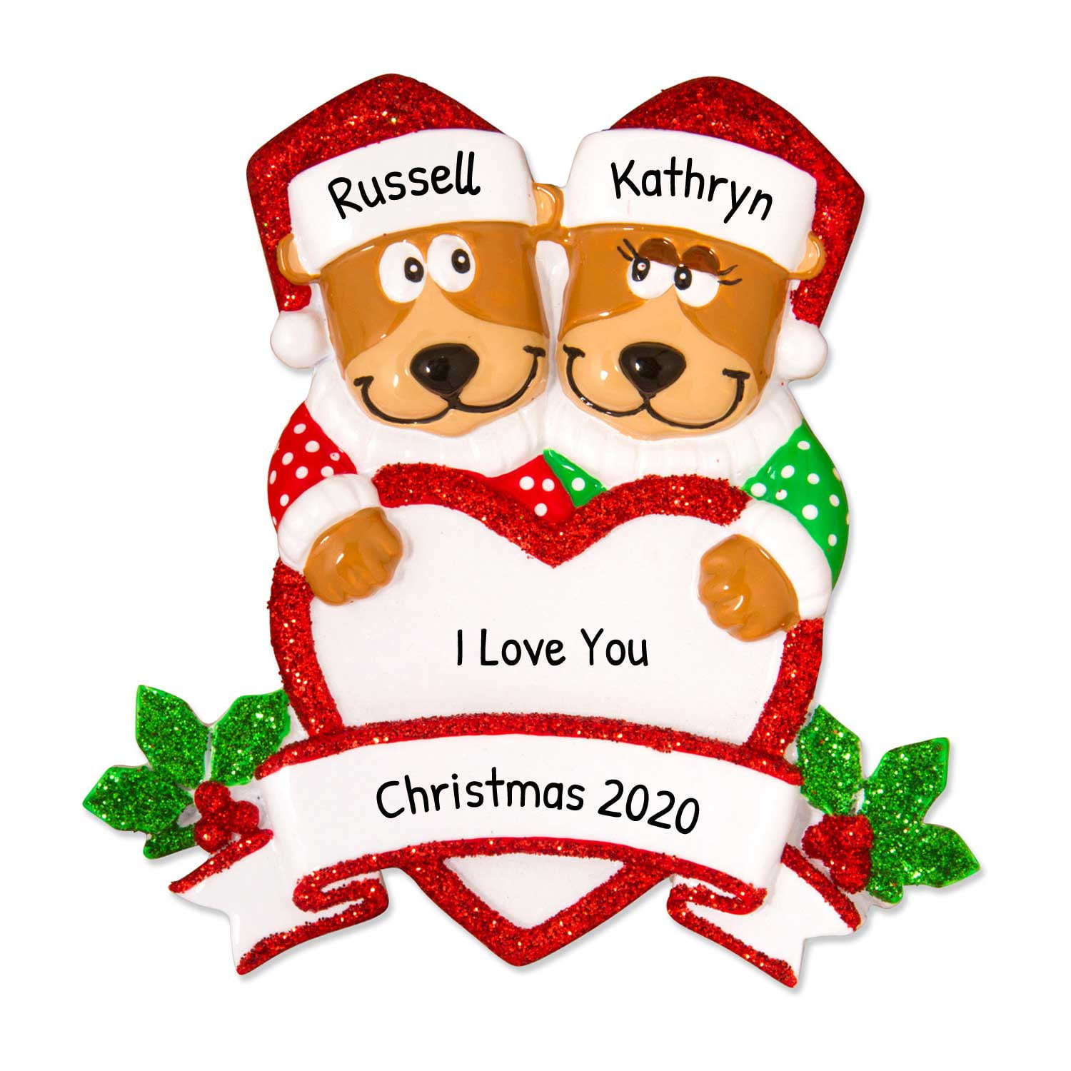 Ornaments by Elves Personalized Brown Bear Couple First Christmas